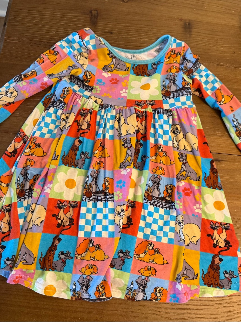 Bamboo Multicolor Disney dogs Print Long Sleeve Dress
